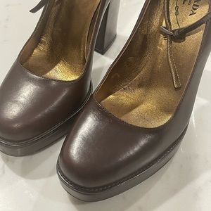 Prada Leather Pump with ankle strap